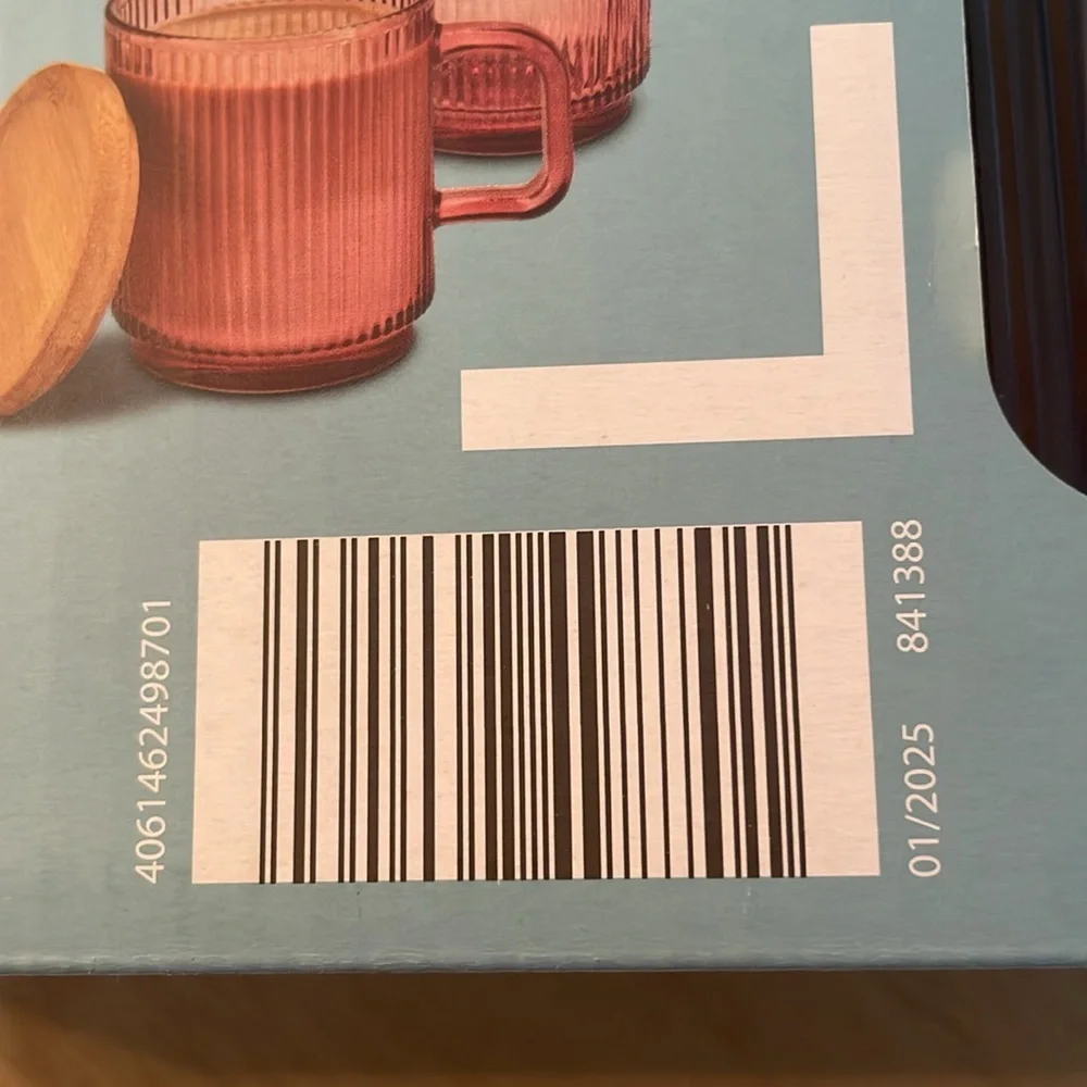 Crofton Glass Coffee Mugs with Bamboo Lid, 10.82 oz. Set of 2, PINK (NEW IN BOX)